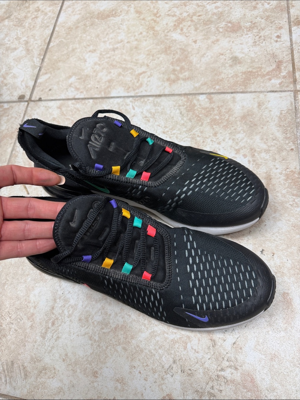 Nike Men’s Black Sneakers with Multicolor Lace Loops
